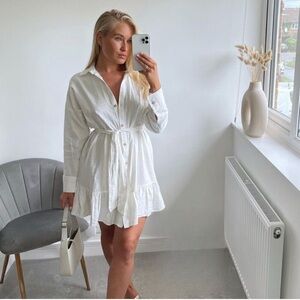 Zara Linen blend shirt dress size